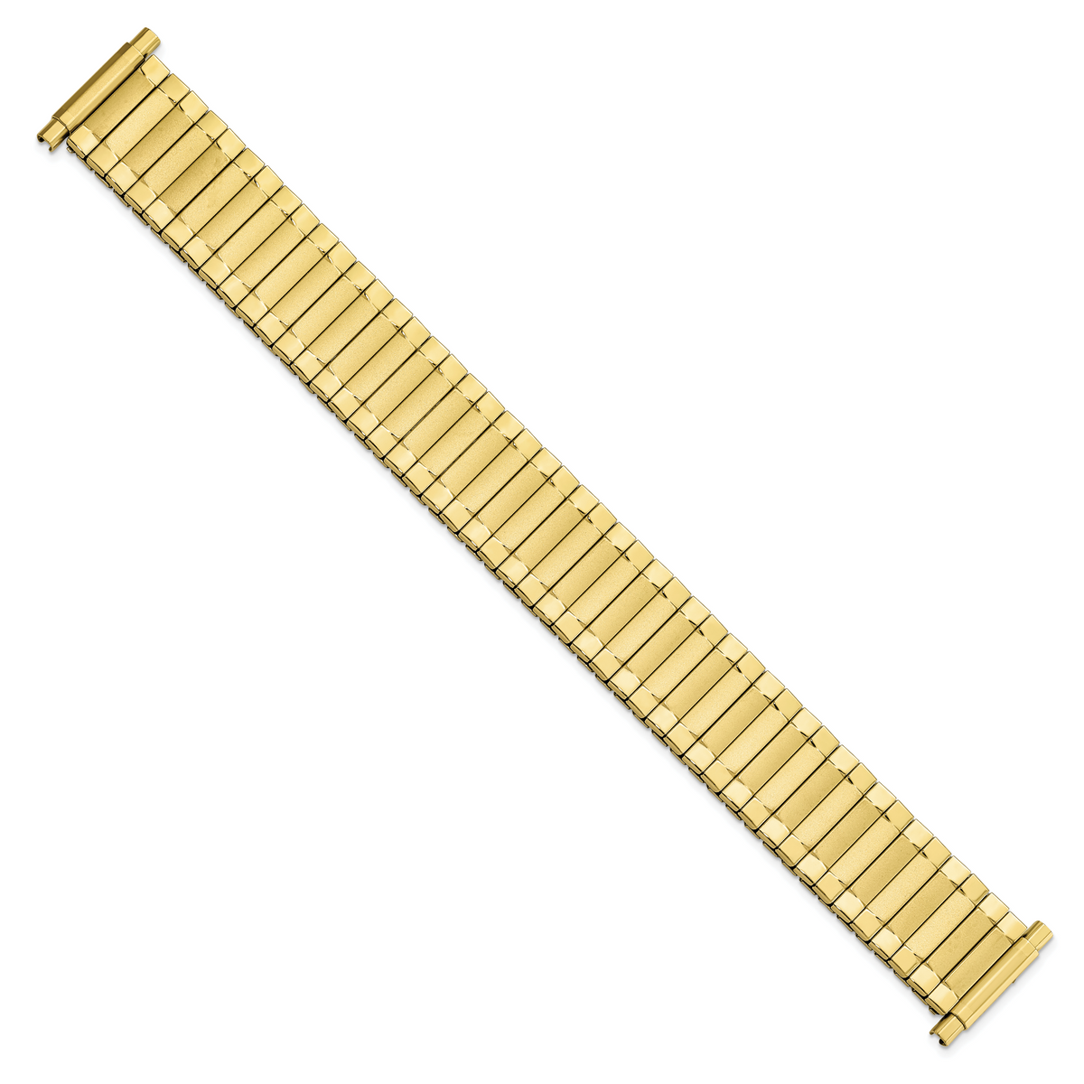 Gilden Mens Long 17-22mm Satin and Polished Yellow IP-plated Stainless Steel 7.25 inch Expansion Watch Band