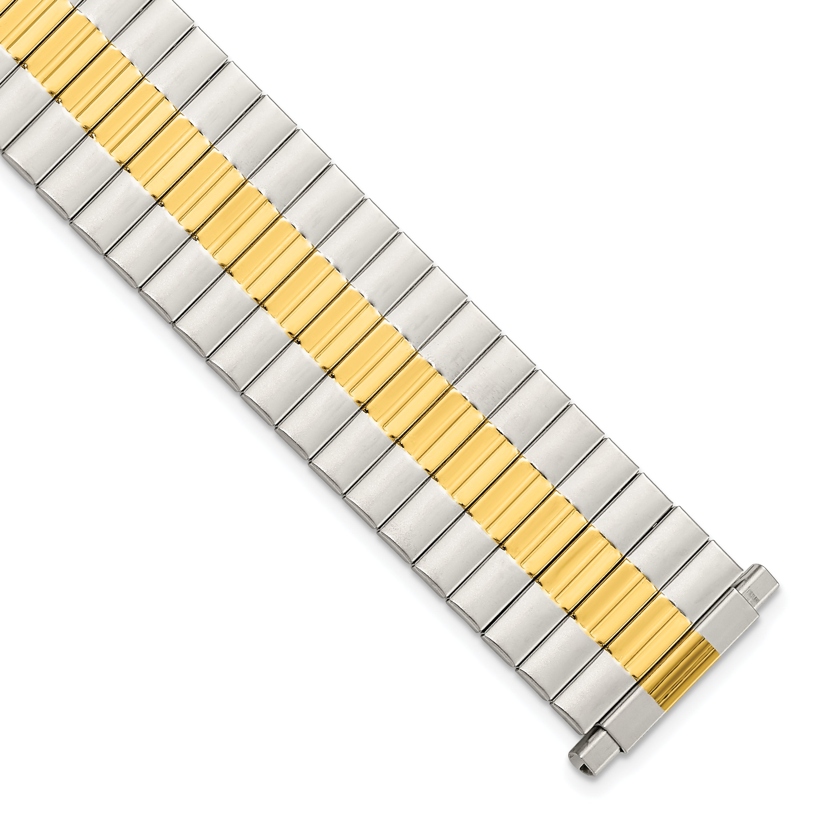 Mens Long 17-22mm Satin and Polished Two-tone IP-plated Stainless Steel 7.25 inch Expansion Watch Band Secondary image