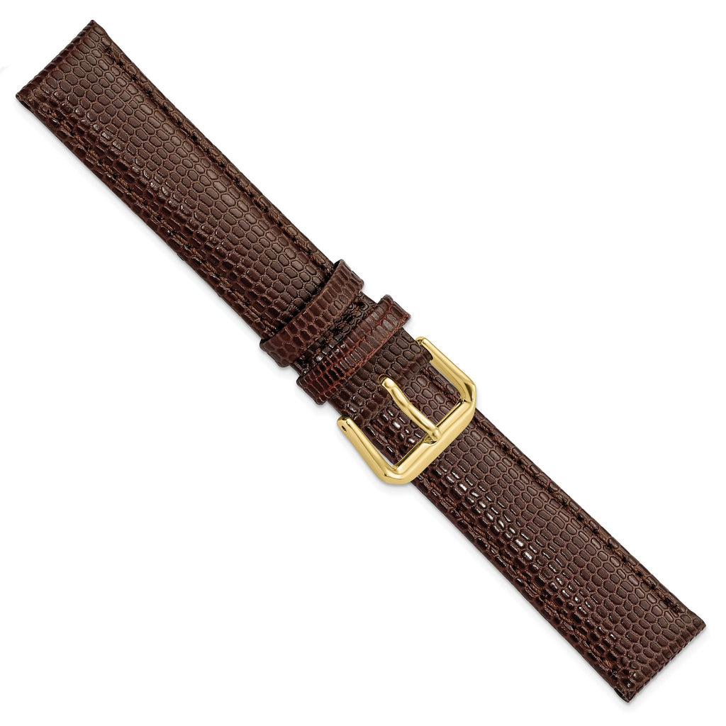 DeBeer Dark Lizard-Grain Brown Watch Band in Leather - Sophia Jewelers