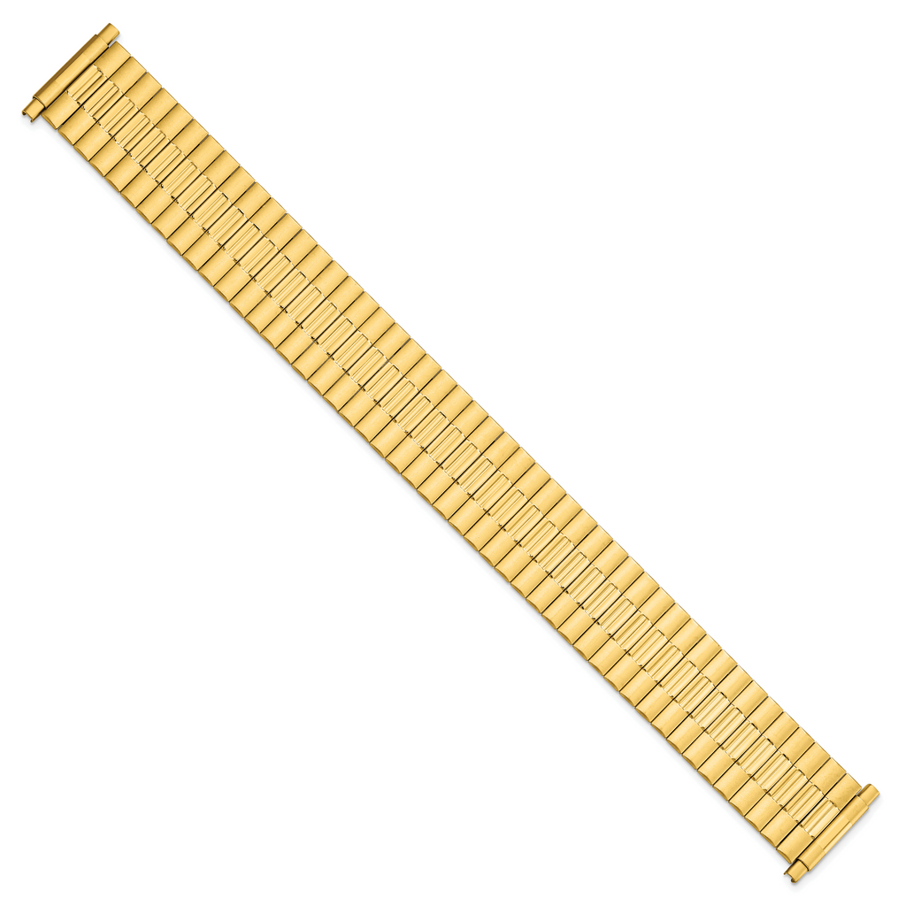 Mens Long 17-22mm Satin and Polished Yellow IP-plated Stainless Steel 7.25 inch Expansion Watch Band