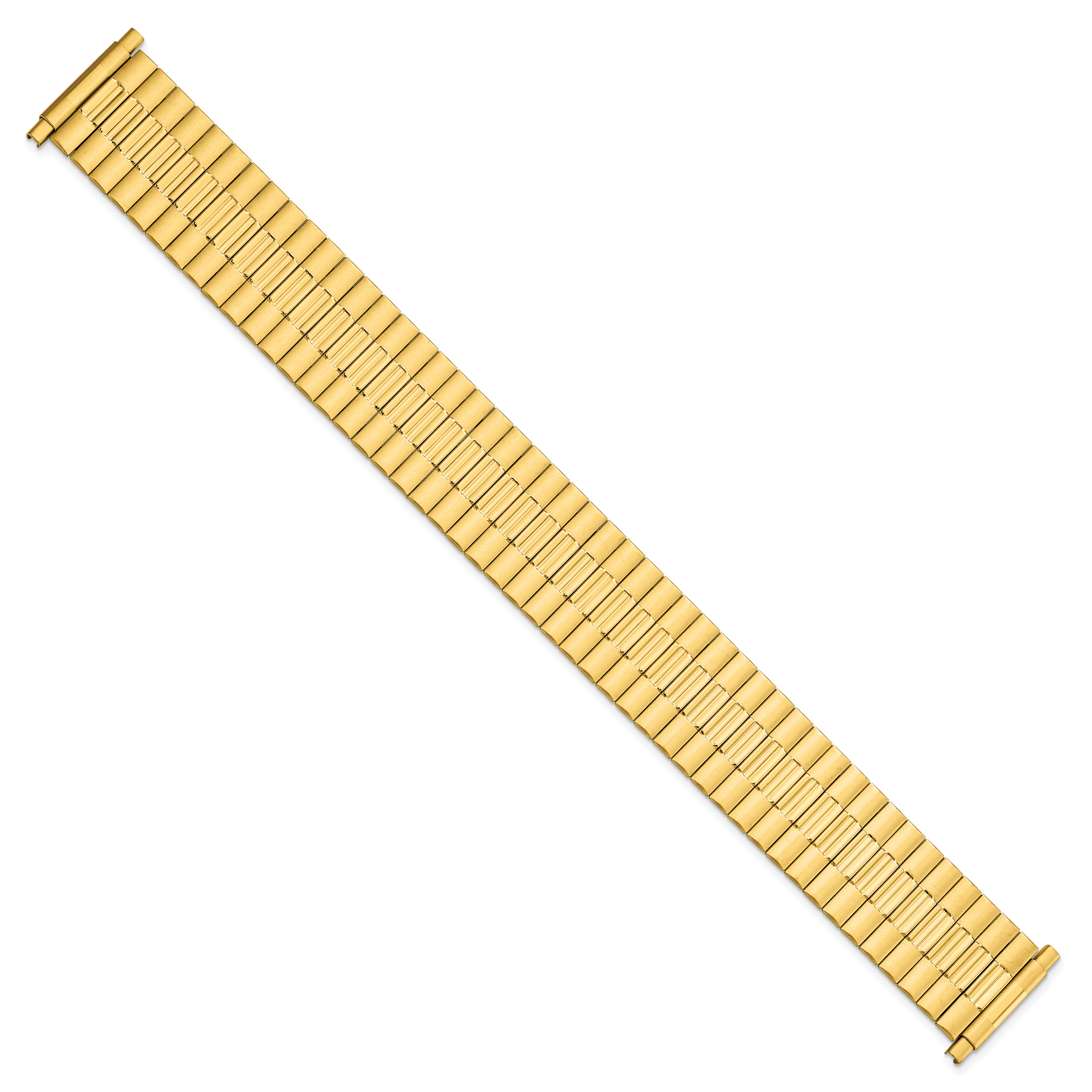 Mens Long 17-22mm Satin and Polished Yellow IP-plated Stainless Steel 7.25 inch Expansion Watch Band