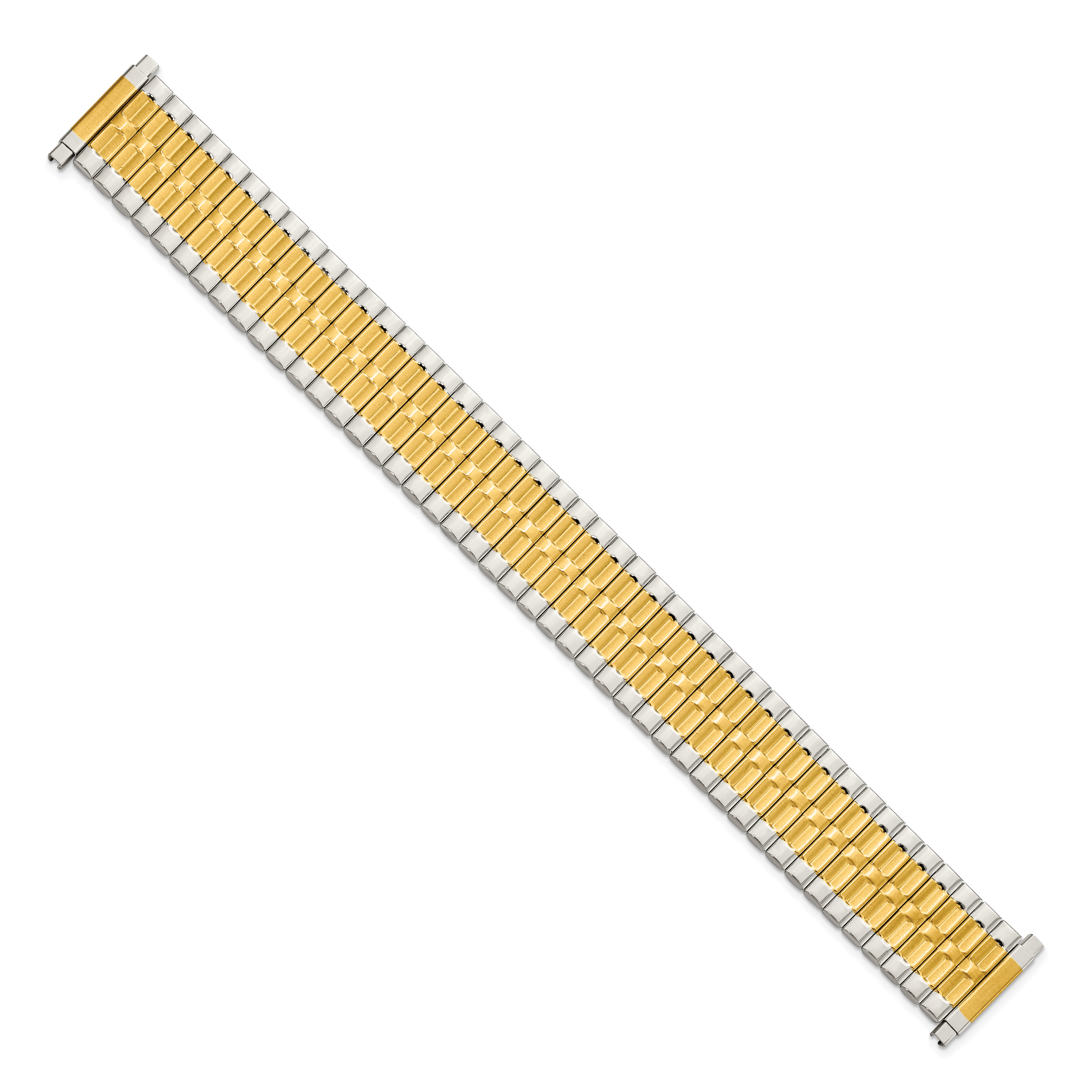 Mens Long 17-22mm Satin and Polished Two-tone IP-plated Stainless Steel 7.25 inch Expansion Watch Band