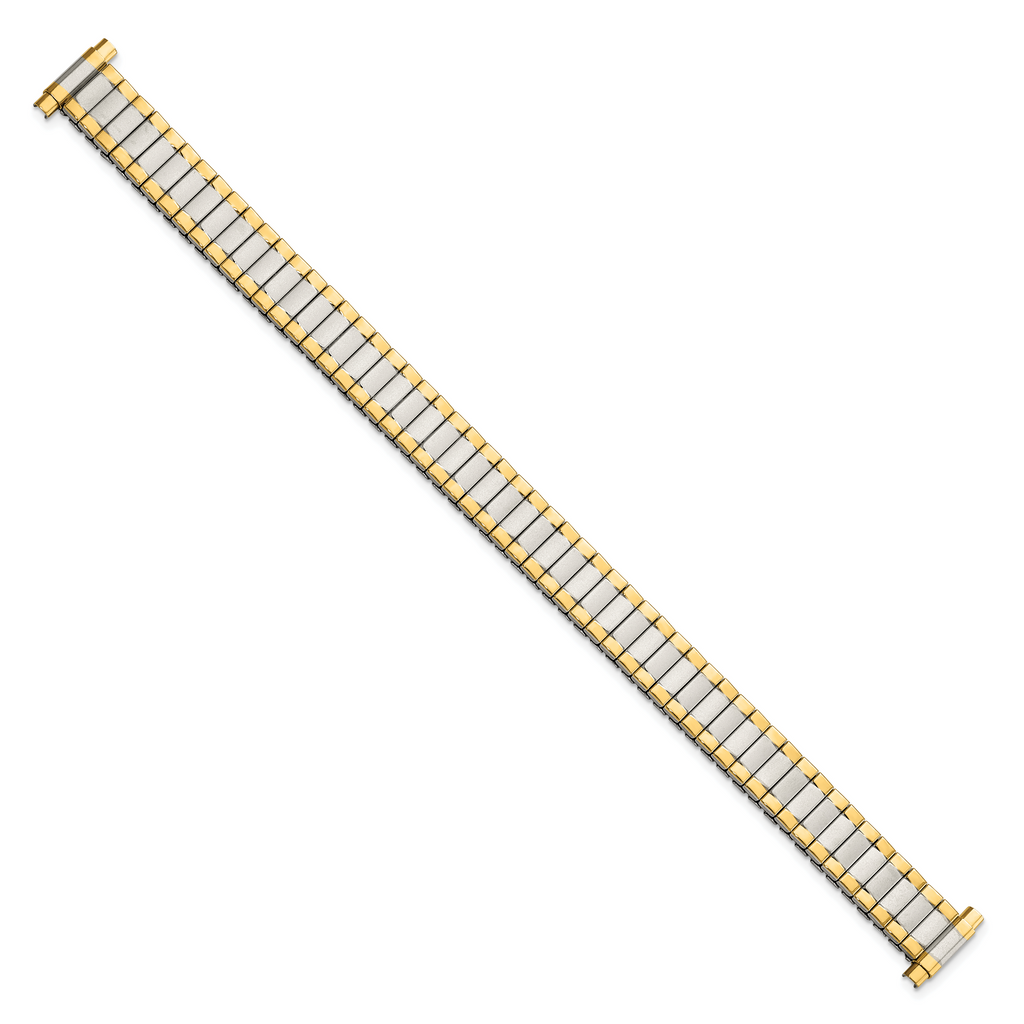Ladies Long 9-13mm Satin and Polished Two-tone IP-plated Stainless Steel 6.75 inch Expansion Watch Band