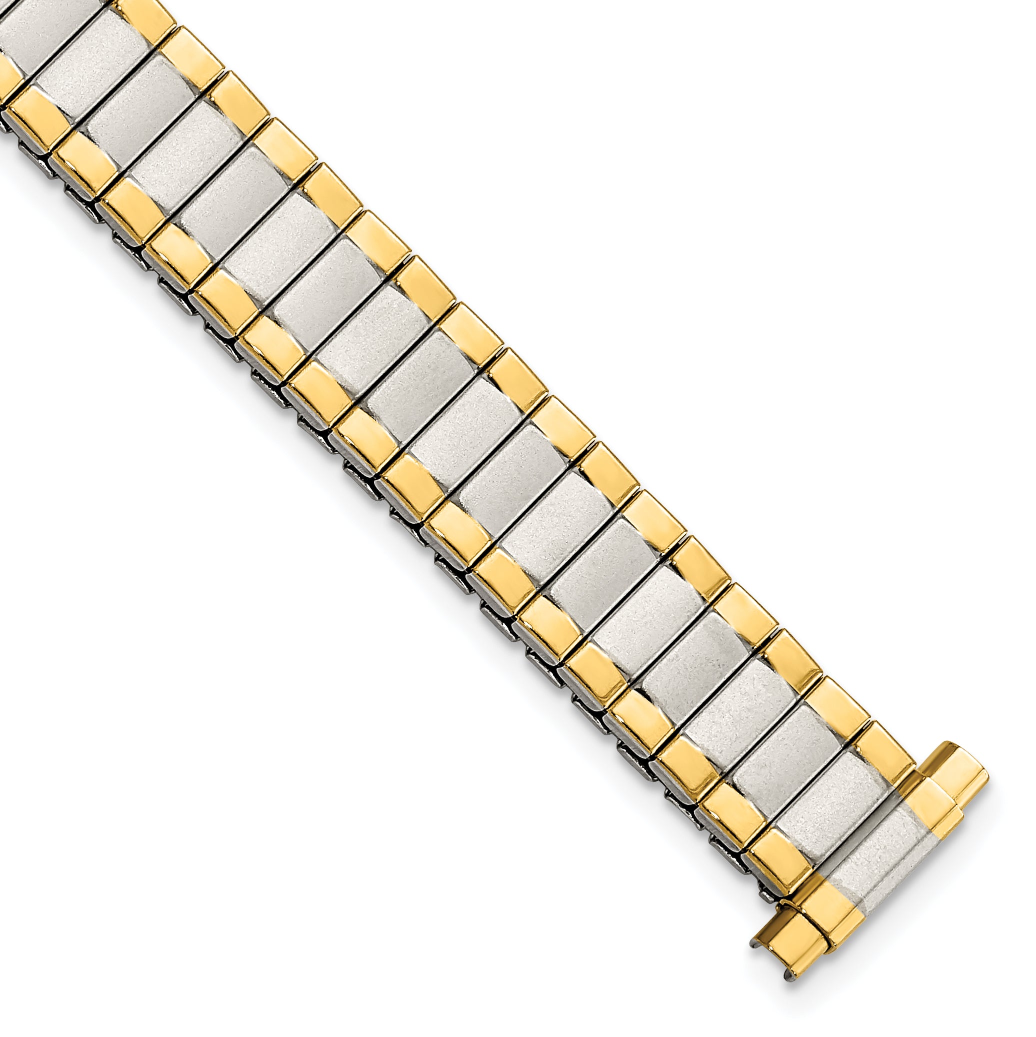 Ladies Long 9-13mm Satin and Polished Two-tone IP-plated Stainless Steel 6.75 inch Expansion Watch Band Main image