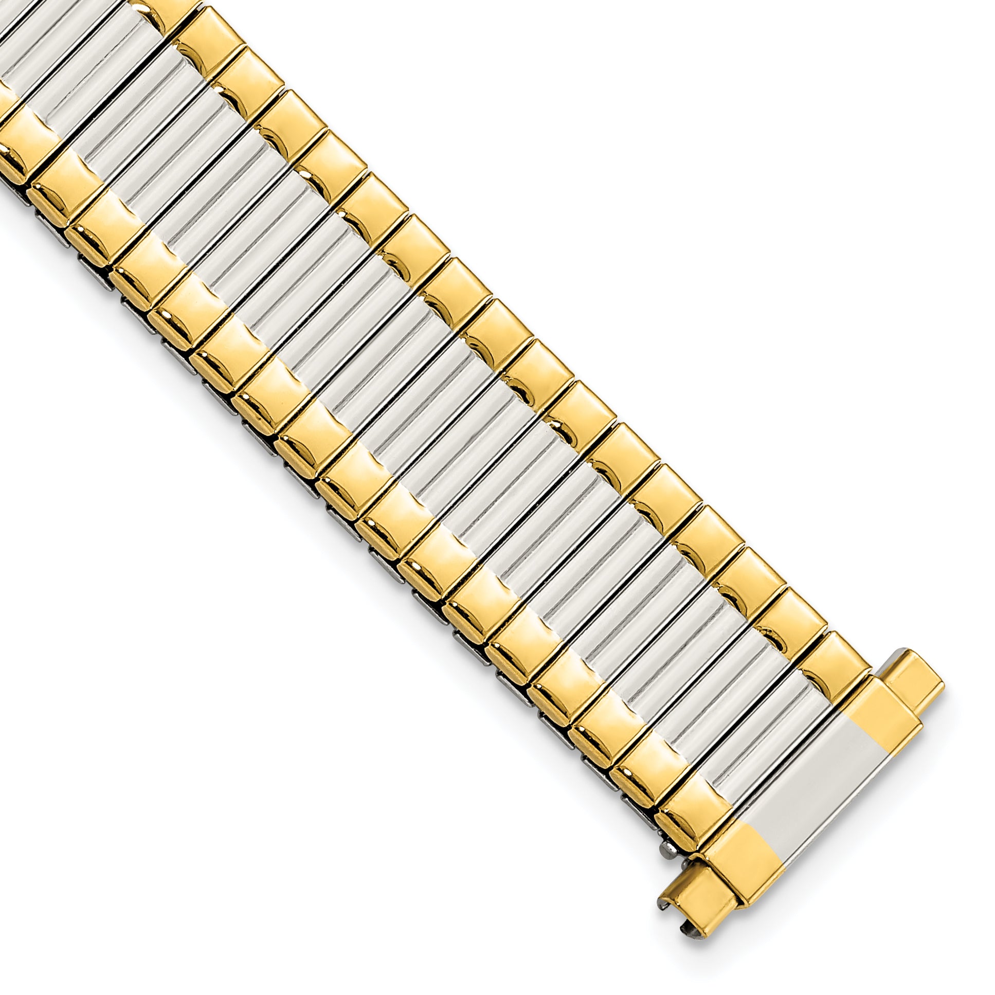 Ladies Long 12-16mm Two-tone IP-plated Stainless Steel 6.75 inch Expansion Watch Band Main image