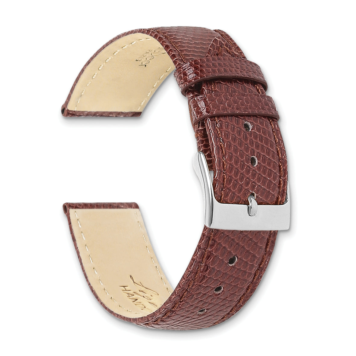 20mm Havana Lizard Grain Leather with Gold-tone Buckle 7.5 inch Watch Band