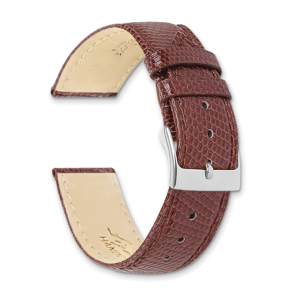 16mm Short Havana Lizard Grain Leather with Gold-tone Buckle 6.75 inch Watch Band