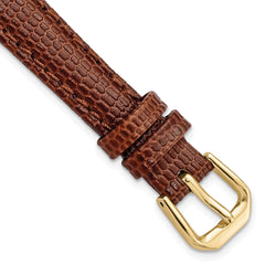 12mm Havana Lizard Grain Leather with Gold-tone Buckle 6.75 inch Watch Band