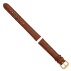 DeBeer 15mm Havana Lizard Grain Leather with Gold-tone Buckle 7.5 inch Watch Band