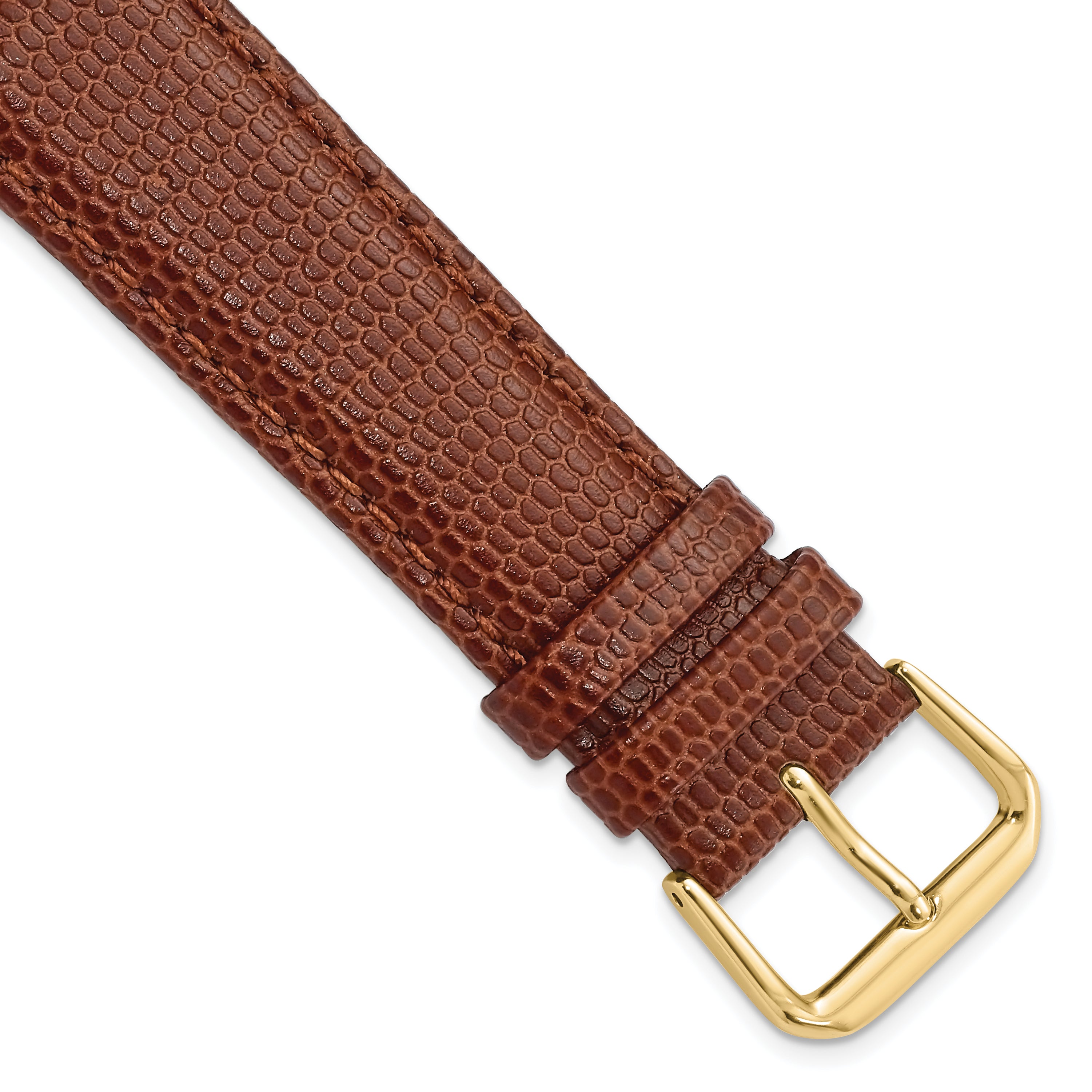 20mm Havana Lizard Grain Leather with Gold-tone Buckle 7.5 inch Watch Band
