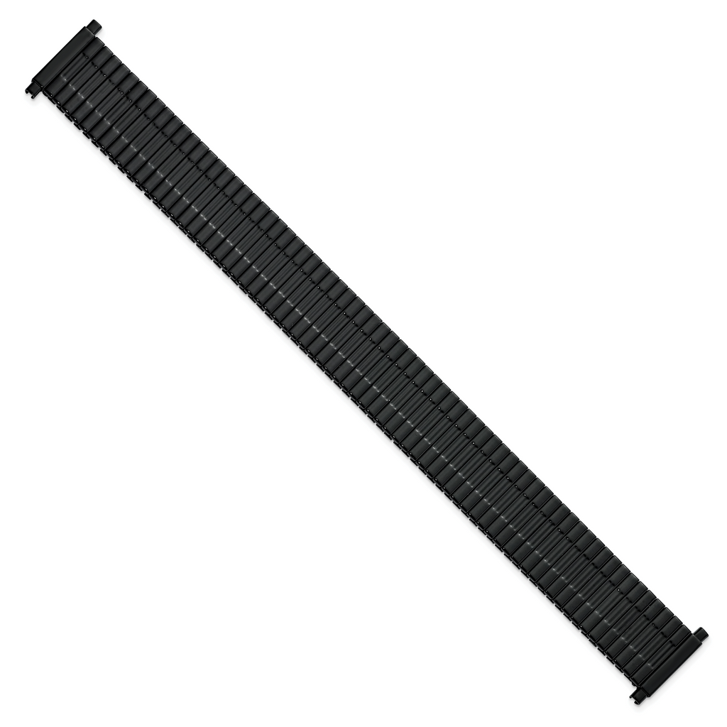 Mens Long 17-22mm Black-tone Stainless Steel 7.25 inch Expansion Watch Band