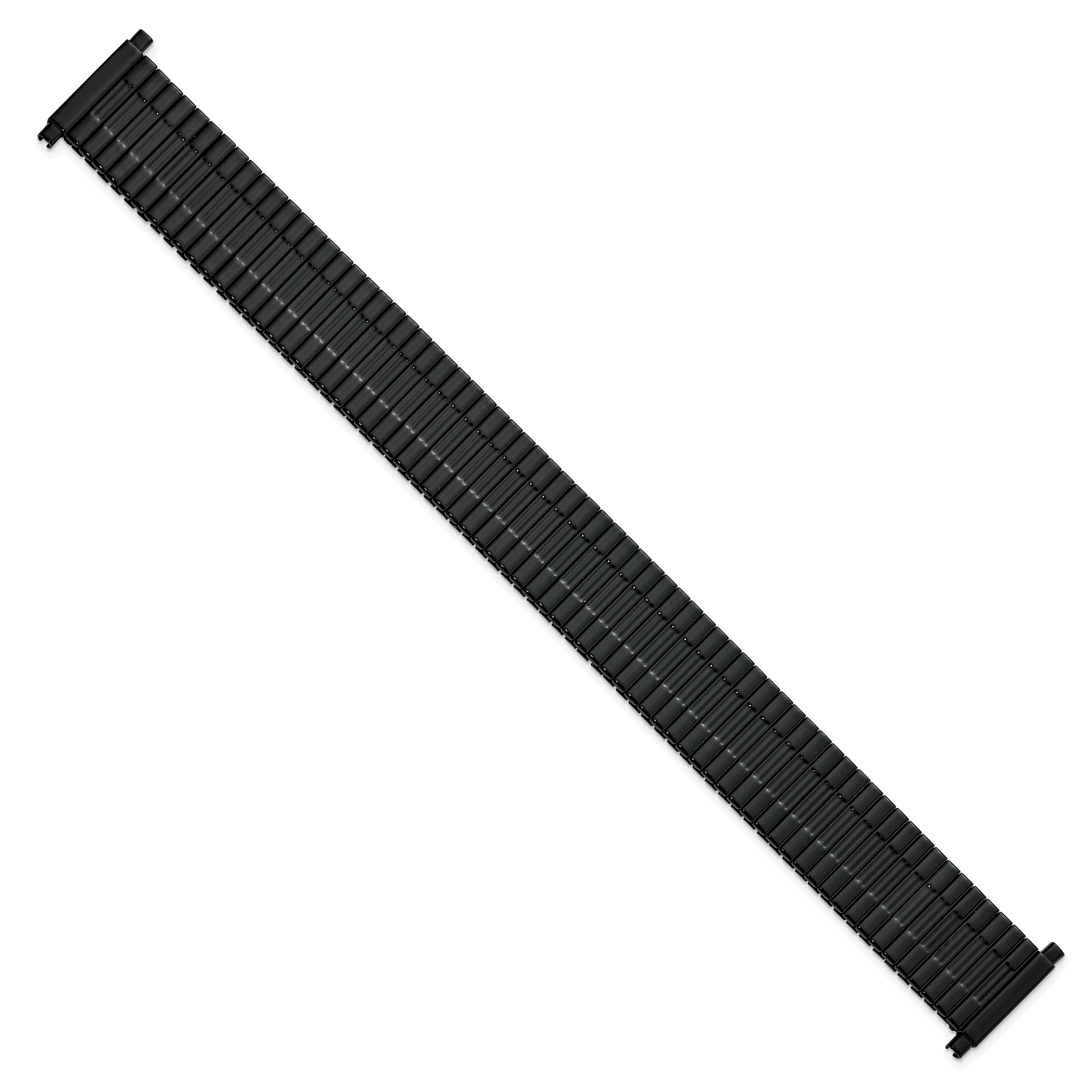Mens Long 20-24mm Black Stainless Steel 7.5 inch Expansion Watch Band Secondary image