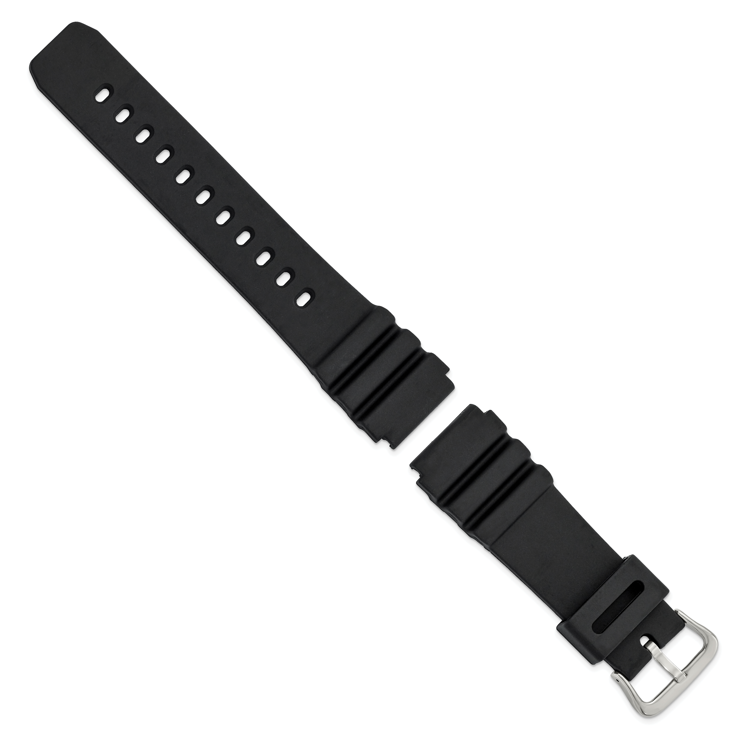22mm Black Polyurethane Sport with Stainless Steel Buckle 7.9 inch Watch Band Secondary image