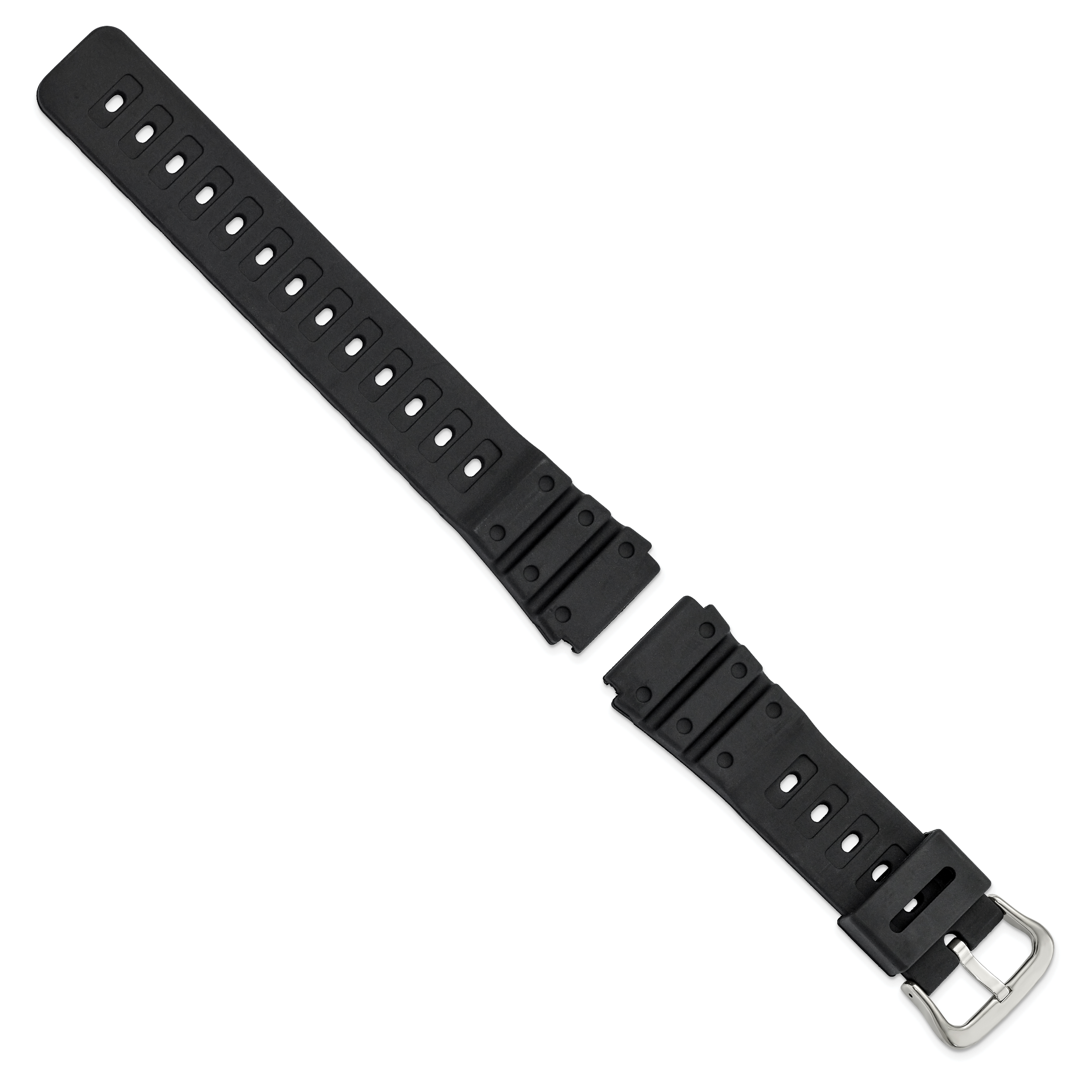 20mm Black Polyurethane Sport with Stainless Steel Buckle 8 inch Watch Band Secondary image