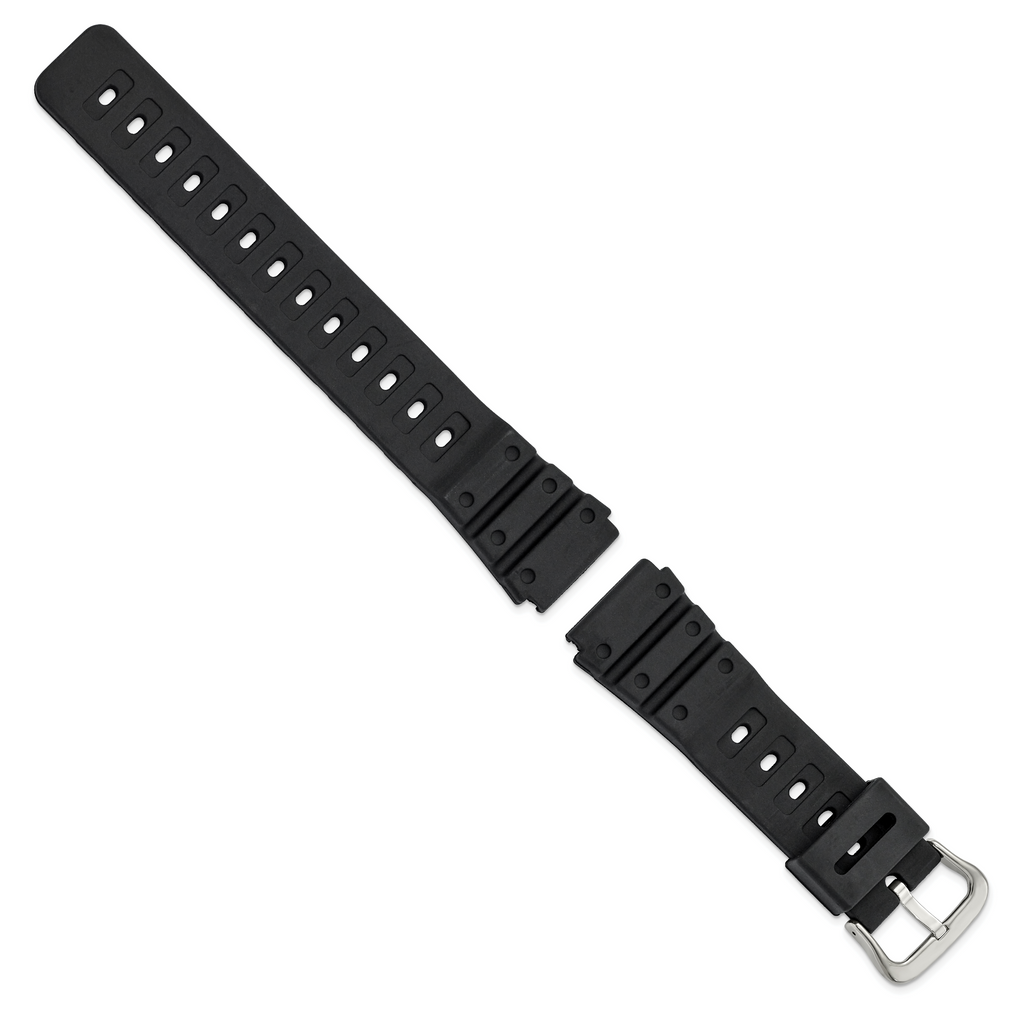 20mm Black Polyurethane Sport with Stainless Steel Buckle 8 inch Watch Band - Sophia Jewelers