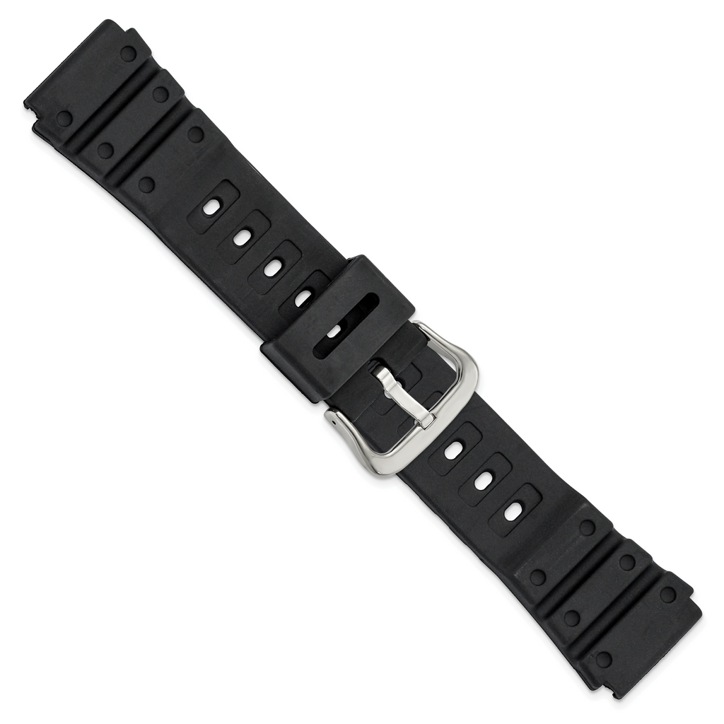 20mm Black Polyurethane Sport with Stainless Steel Buckle 8 inch Watch Band - Sophia Jewelers