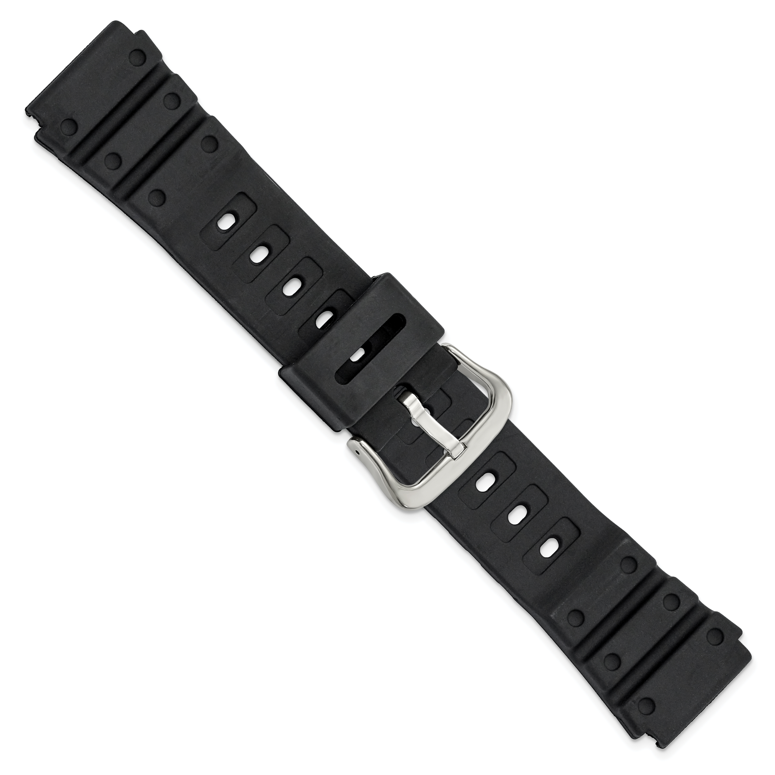 20mm Black Polyurethane Sport with Stainless Steel Buckle 8 inch Watch Band - Sophia Jewelers