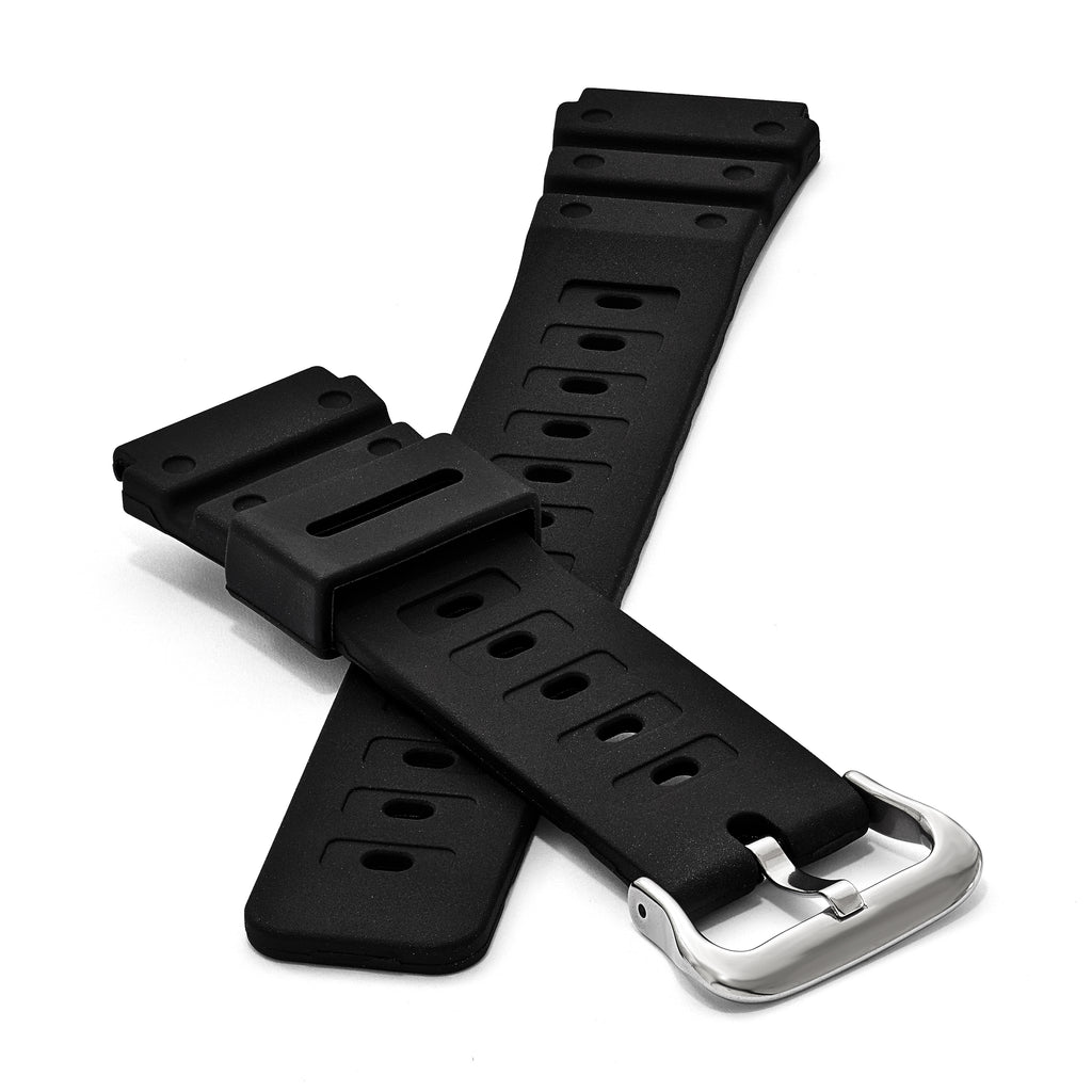 20mm Black Polyurethane Sport with Stainless Steel Buckle 8 inch Watch Band - Sophia Jewelers