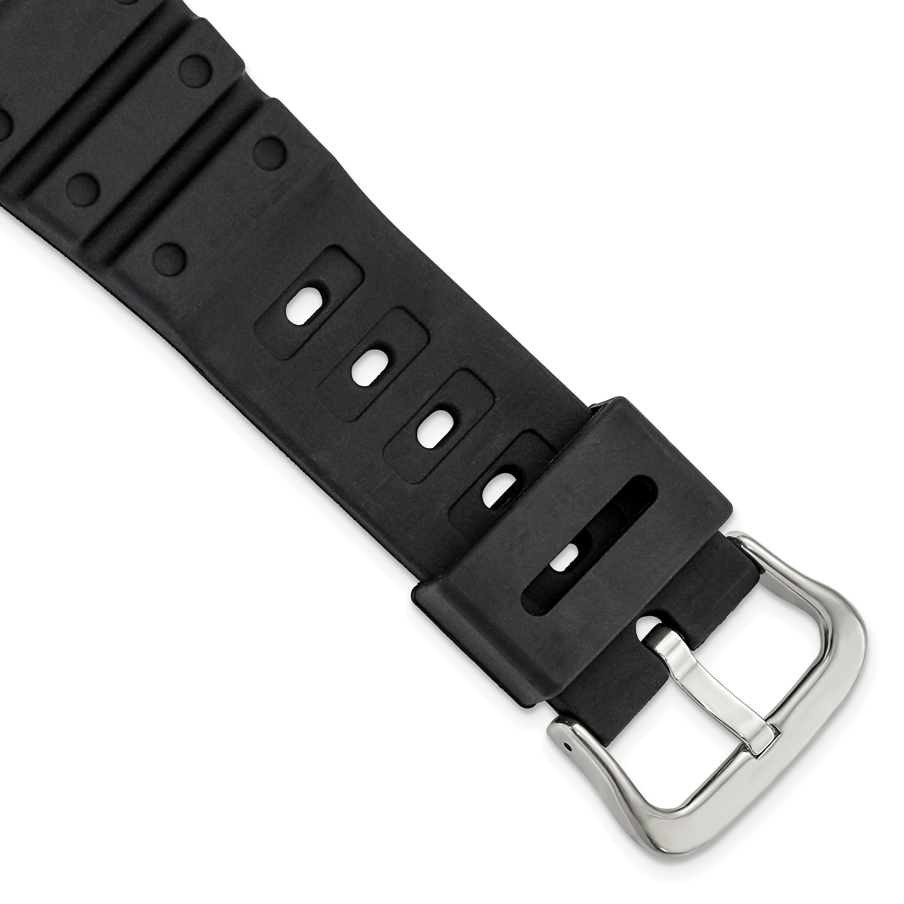 20mm Black Polyurethane Sport with Stainless Steel Buckle 8 inch Watch Band - Sophia Jewelers