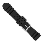 22mm Black Polyurethane Sport with Slip Resistant Inner Texture and Stainless Steel Buckle 8.8 inch Watch Band