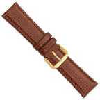 16mm Short Havana Lizard Grain Leather with Gold-tone Buckle 6.75 inch Watch Band - Sophia Jewelers