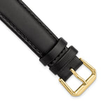 Black Leather Watch Band with Gold-Tone Buckle, 15mm