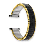 Romunda Mens 16-20mm Black and Yellow-tone Stainless Steel 6.5 inch Expansion Watch Band