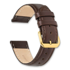 20mm Dark Brown Leather with Gold-tone Buckle 7.5 inch Watch Band
