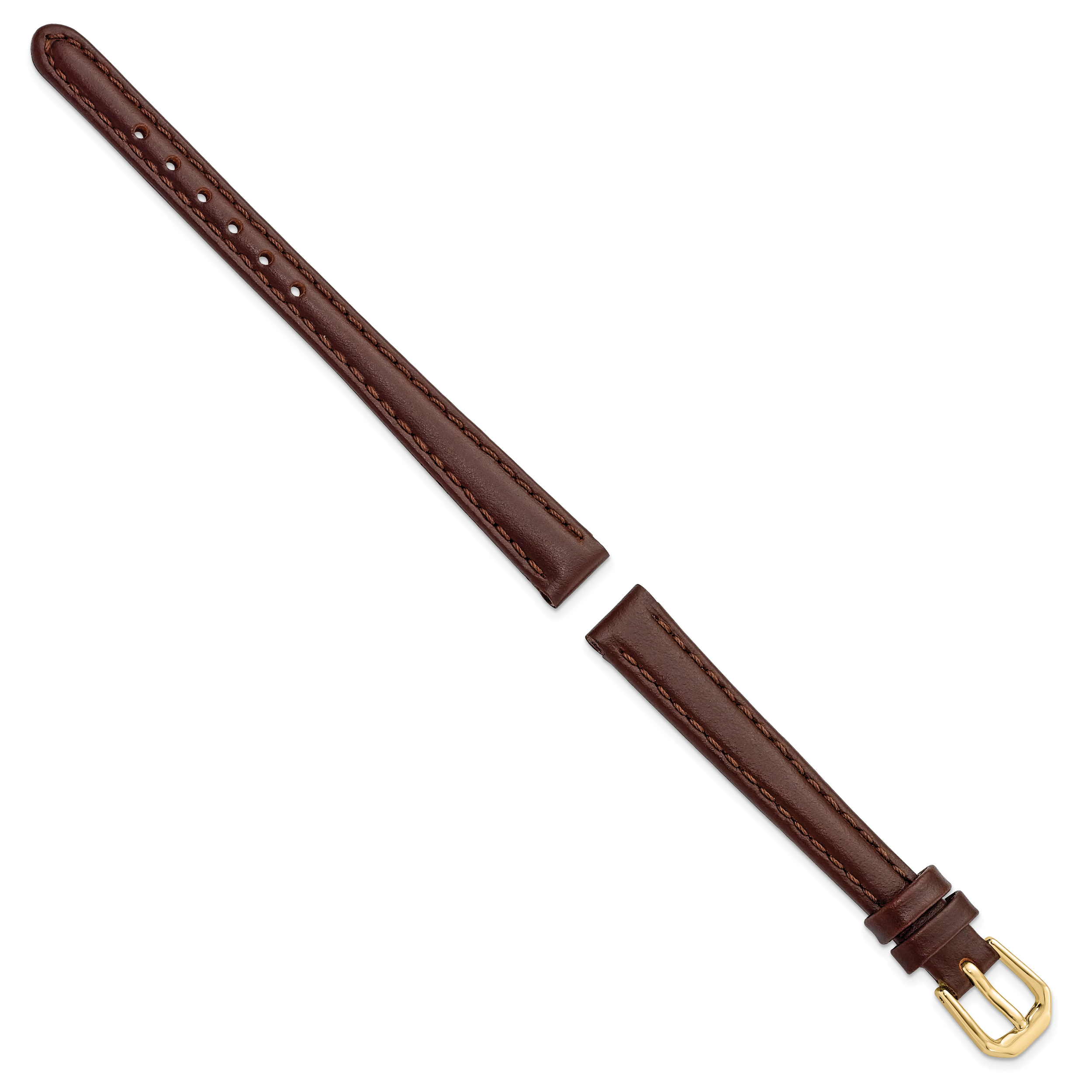 Dark Brown Leather Watch Band in 14mm with Gold-Tone Buckle Secondary image