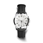 Black Genuine Leather Watch Band with Gold-Tone Buckle 16mm