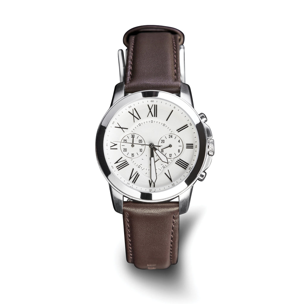 Glove Leather Watch Band in Dark Brown with Gold-Tone Buckle, 19mm - Sophia Jewelers