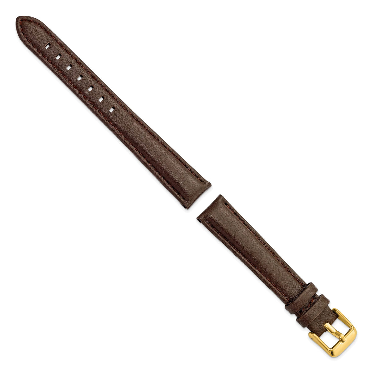 Glove Leather Watch Band in Dark Brown with Gold-Tone Buckle, 19mm - Sophia Jewelers