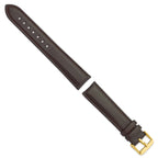 Glove Leather Watch Band in Dark Brown with Gold-Tone Buckle, 19mm - Sophia Jewelers