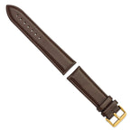 Glove Leather Watch Band in Dark Brown with Gold-Tone Buckle, 19mm - Sophia Jewelers
