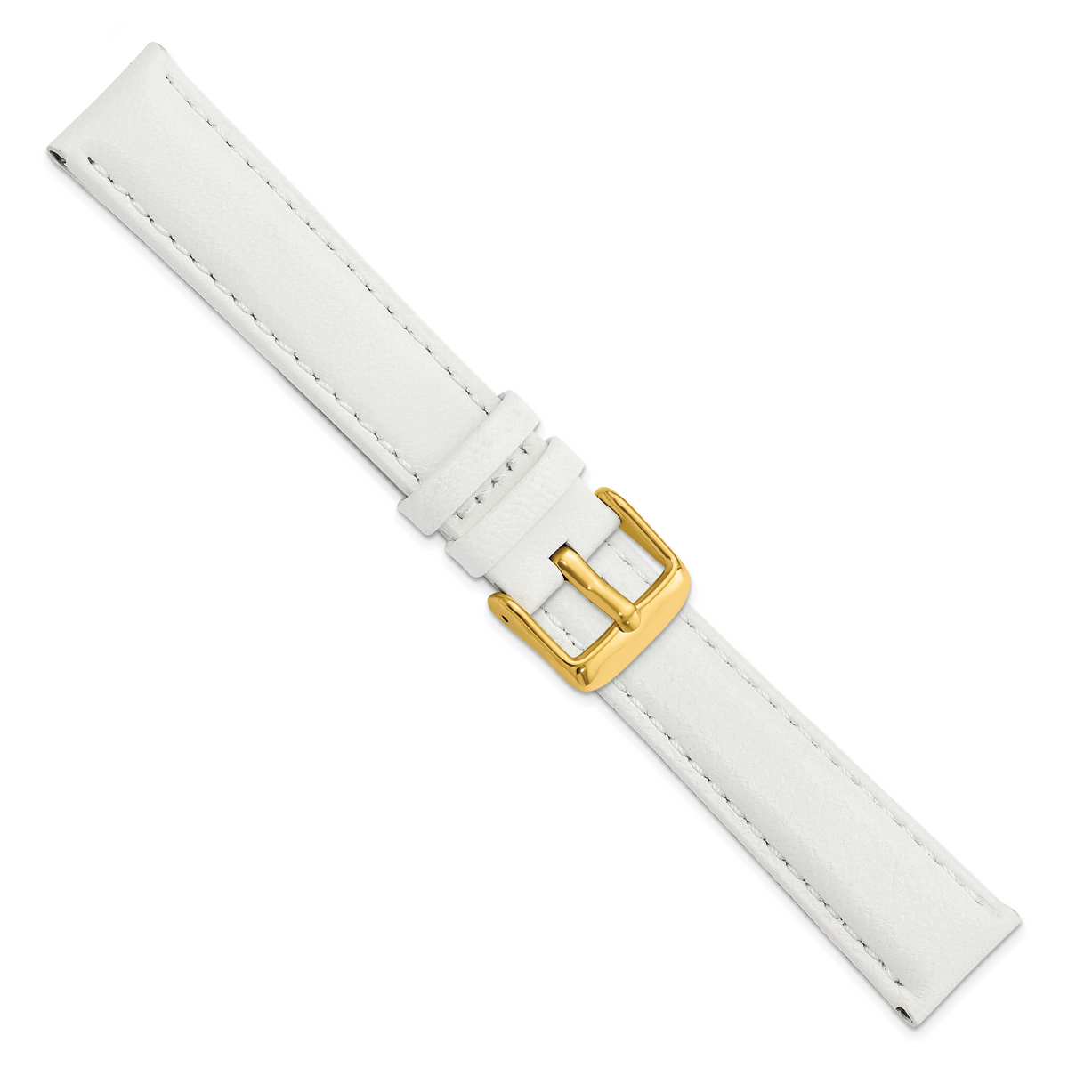 DeBeer 18mm White Glove Leather with Gold-tone Panerai Style Buckle 7.75 inch Watch Band