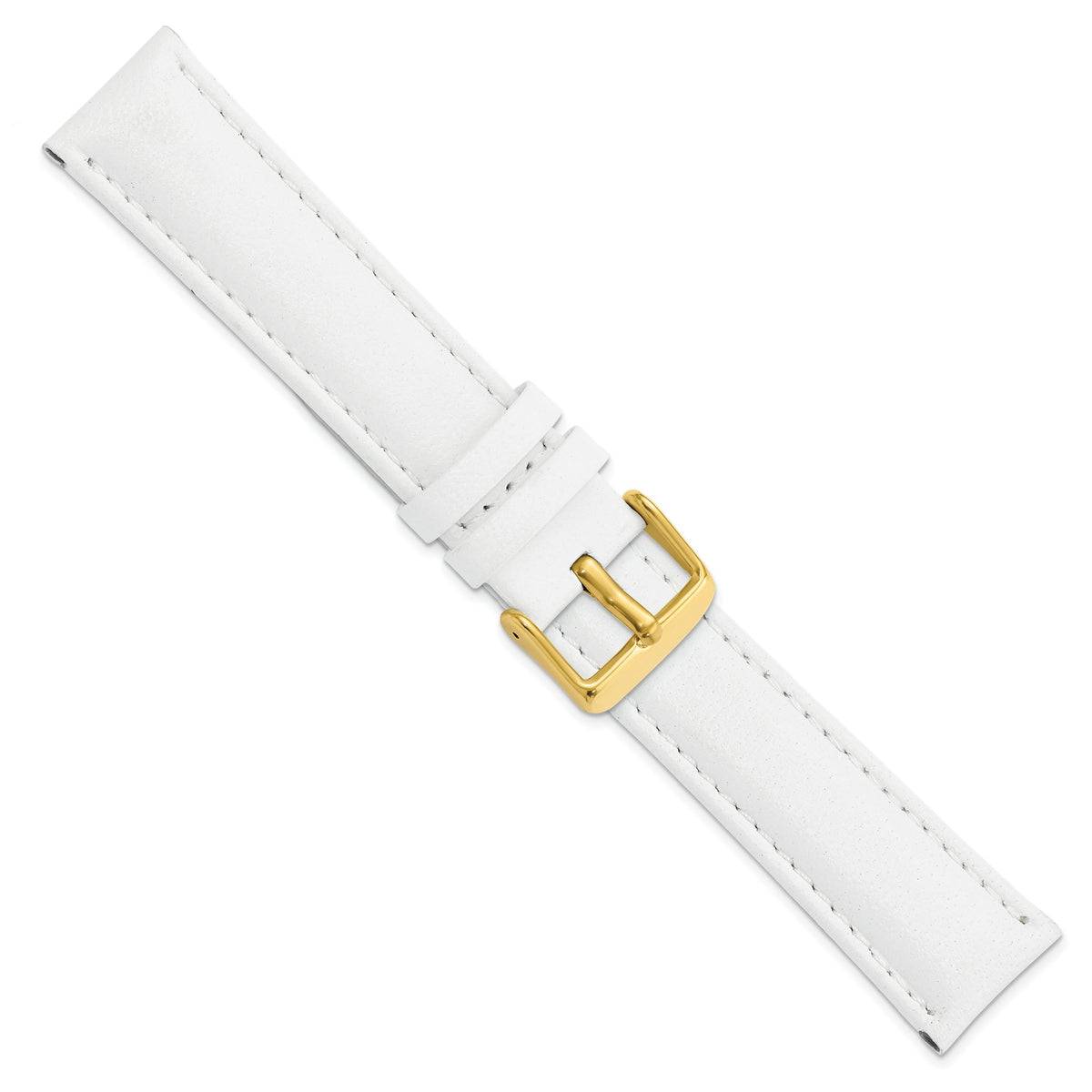 DeBeer 20mm White Glove Leather with Gold-tone Panerai Style Buckle 7.75 inch Watch Band