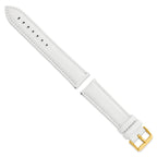 White Leather Watch Band with Gold-Tone Buckle, 19mm - Sophia Jewelers
