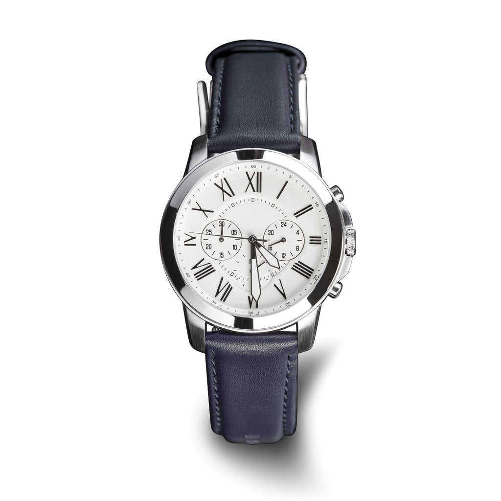 Navy Glove Leather Watch Band in 19mm with Gold-Tone Buckle - Sophia Jewelers