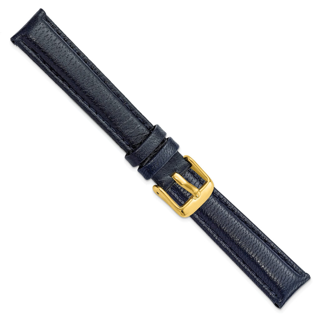 Navy Glove Leather Watch Band in 19mm with Gold-Tone Buckle - Sophia Jewelers