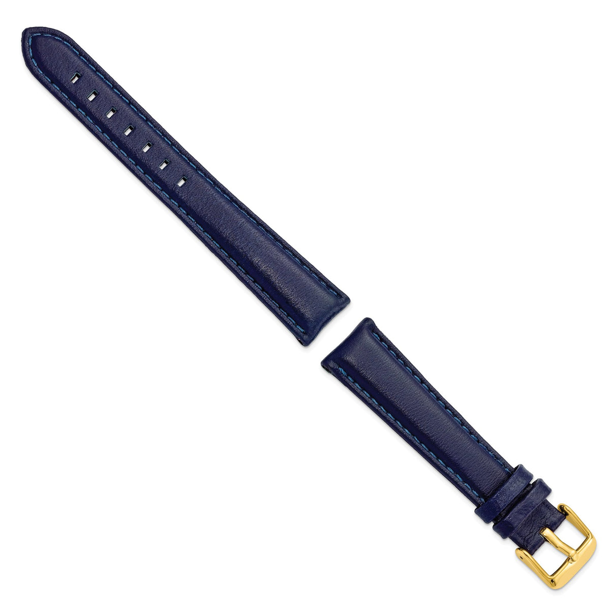 Navy Glove Leather Watch Band in 19mm with Gold-Tone Buckle - Sophia Jewelers
