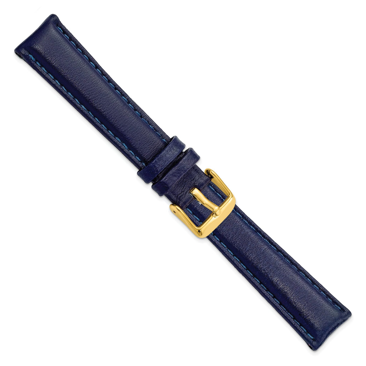 Navy Glove Leather Watch Band in 19mm with Gold-Tone Buckle - Sophia Jewelers