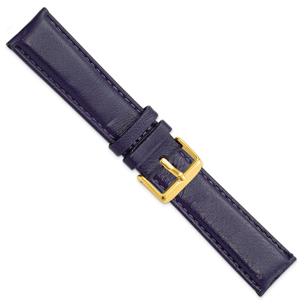 Navy Glove Leather Watch Band in 19mm with Gold-Tone Buckle - Sophia Jewelers