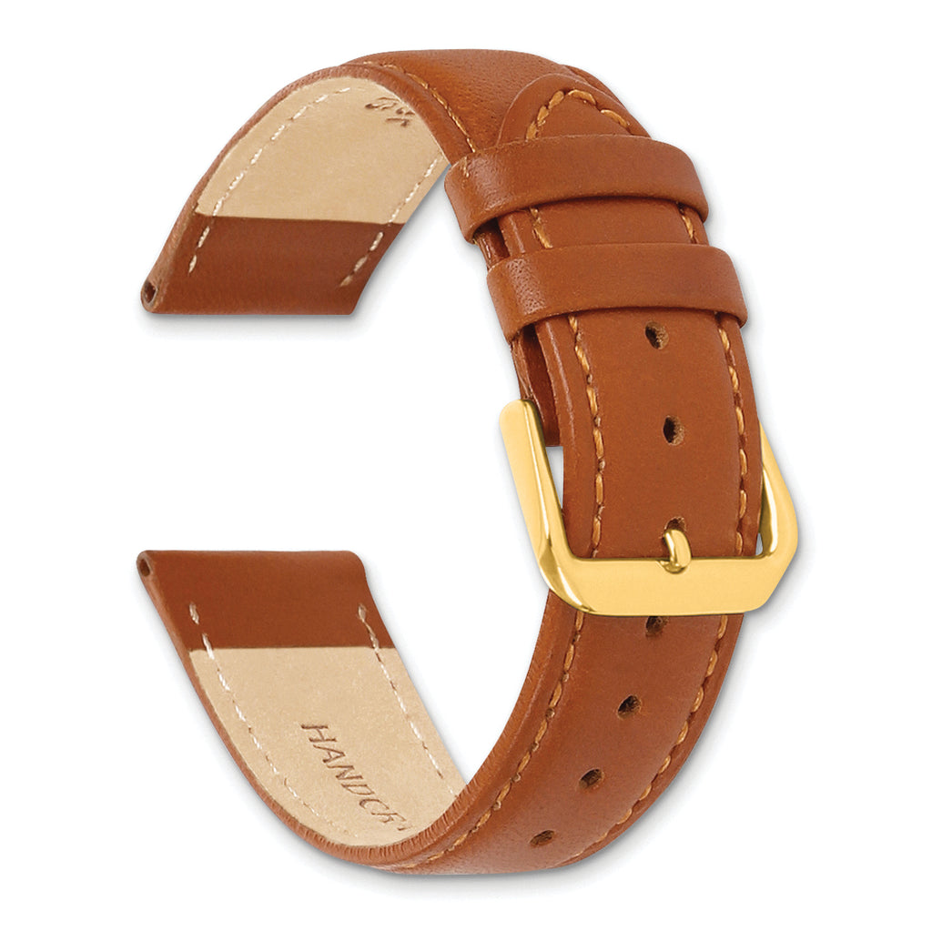 10mm Havana Italian Leather with Gold-tone Buckle 6.75 inch Watch Band