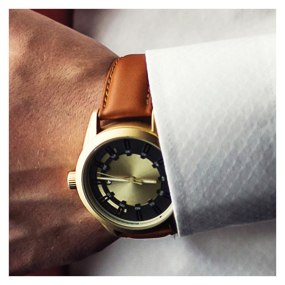 Havana Italian Leather Watch Band with Gold-Tone Buckle - Sophia Jewelers