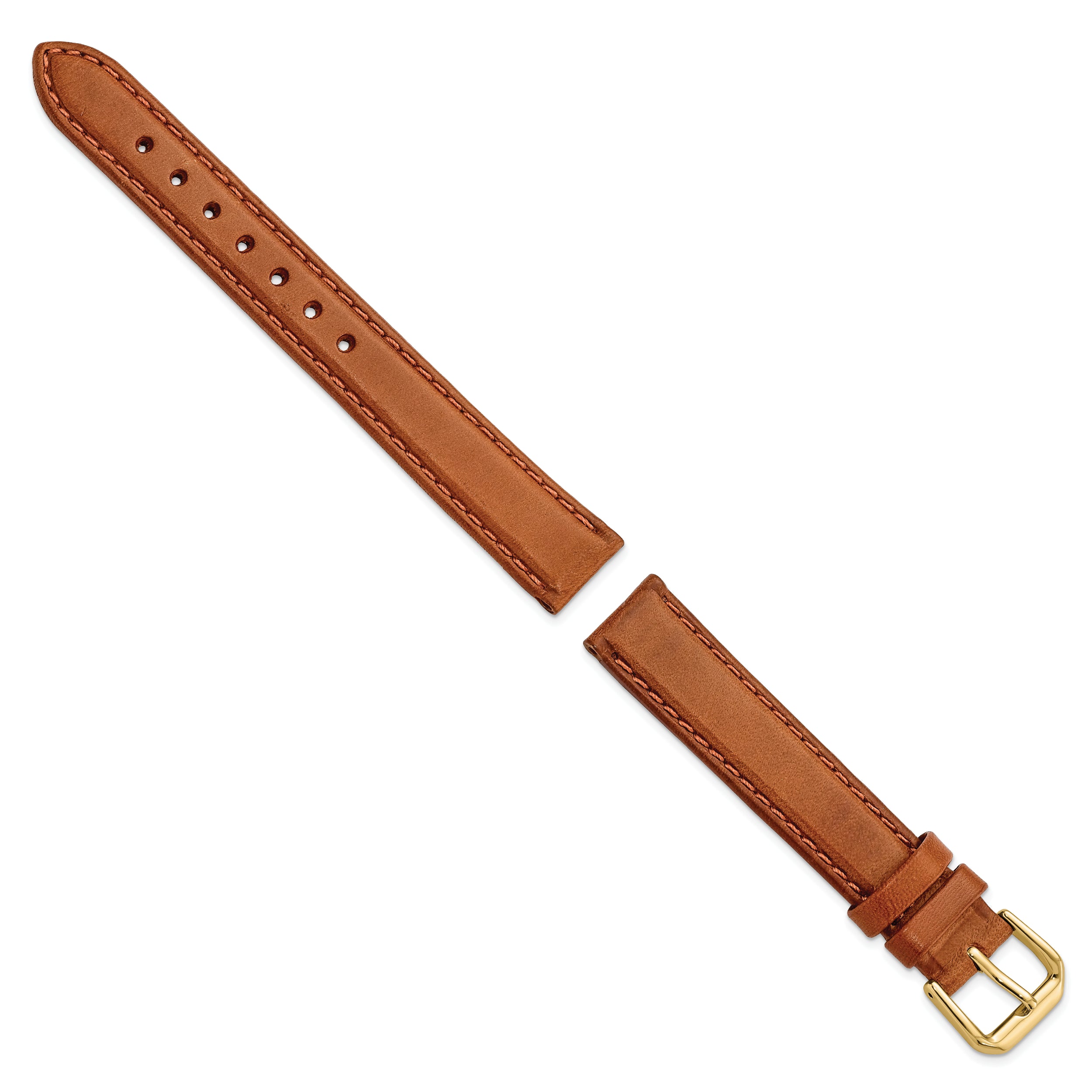 15mm Havana Italian Leather with Gold-tone Buckle 7.5 inch Watch Band