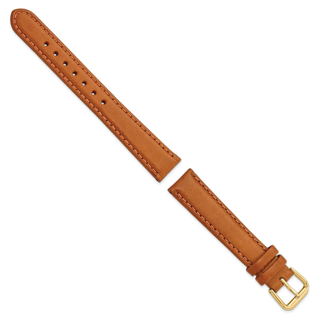 Havana Italian Leather Watch Band with Gold-Tone Buckle - Sophia Jewelers