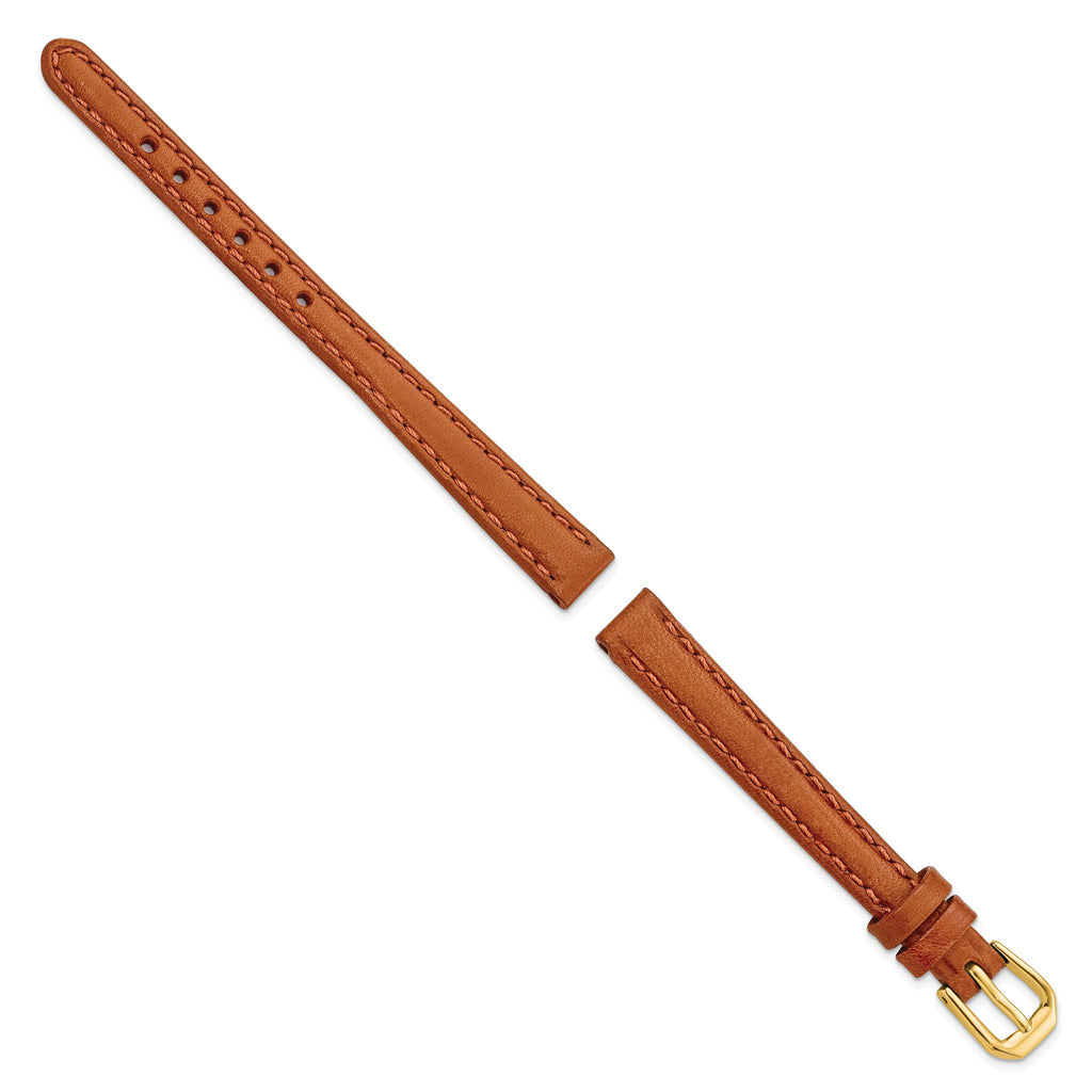 Havana Italian Leather Watch Band with Gold-Tone Buckle - Sophia Jewelers
