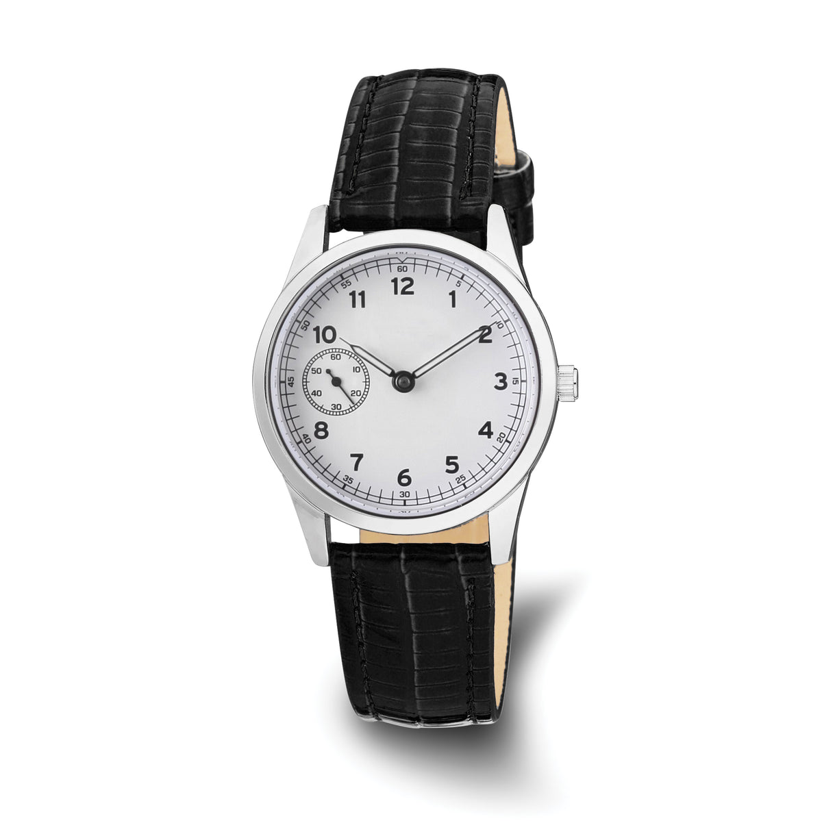 DeBeer 18mm Black Teju Liz Grain Leather with Gold-tone Buckle 7.5 inch Watch Band