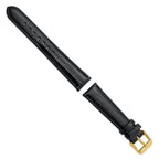 DeBeer 19mm Black Teju Liz Grain Leather with Gold-tone Buckle 7.5 inch Watch Band