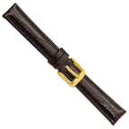14mm Brown Teju Liz Grain Leather with Gold-tone Buckle 6.75 inch Watch Band